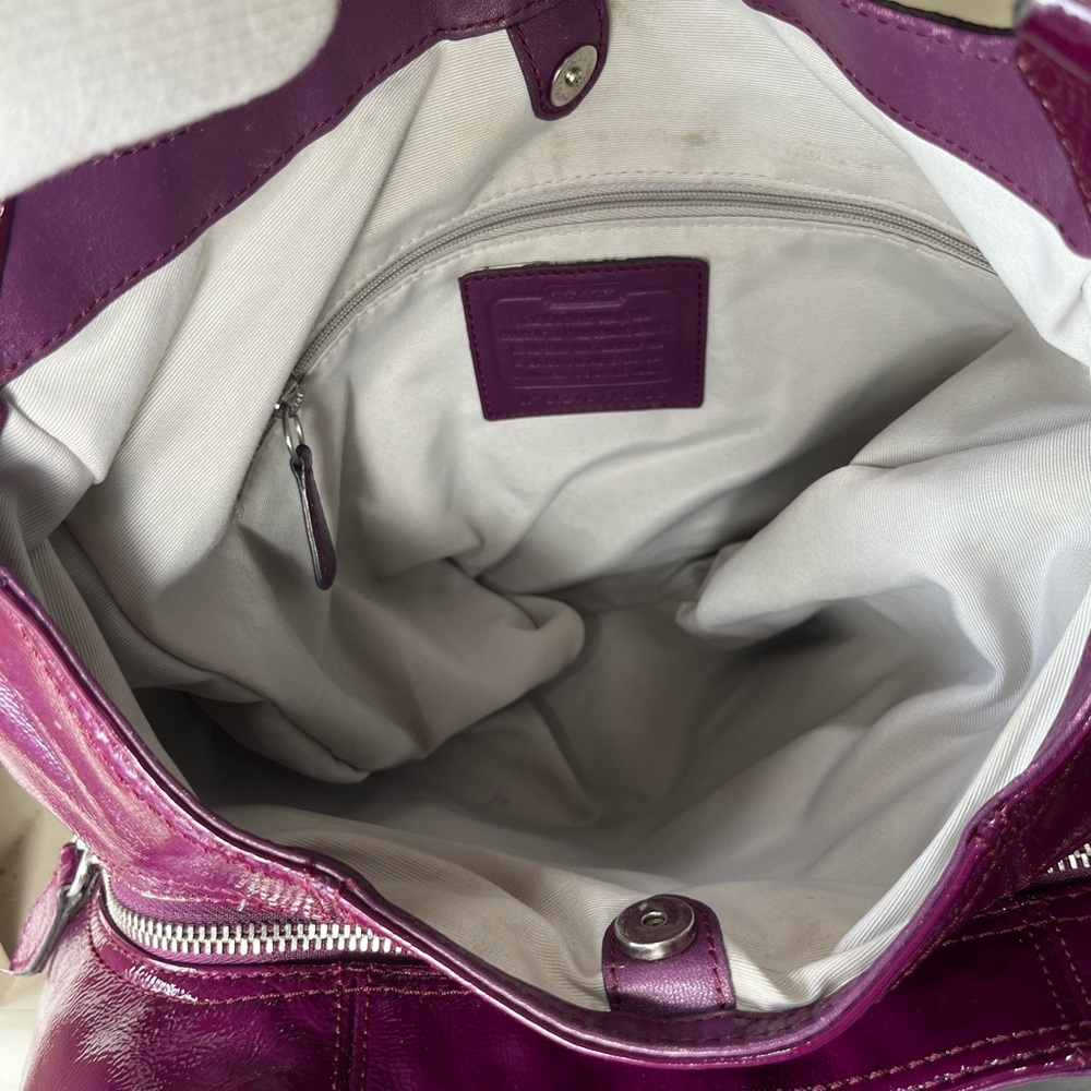 Coach Purple Patent Leather Madison Maggie Hobo Bag - Picture 10 of 12